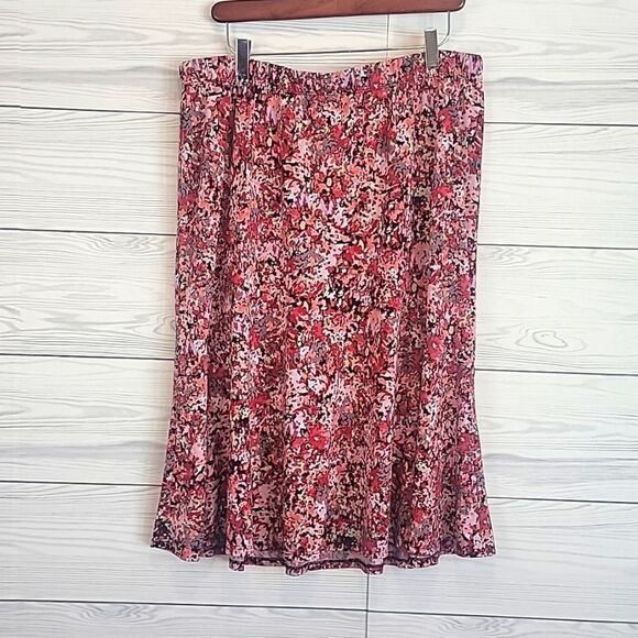 Christopher & Banks abstract print pull-on skirt - pink Women's Size 1X - Picture 1 of 8